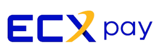 Logotipo da ECX Pay em azul e um X amarelo estilizada