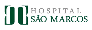 O logotipo do Hospital São Marcos, com o texto Hospital São Marcos elegantemente exibido em cinza e verde à direita.