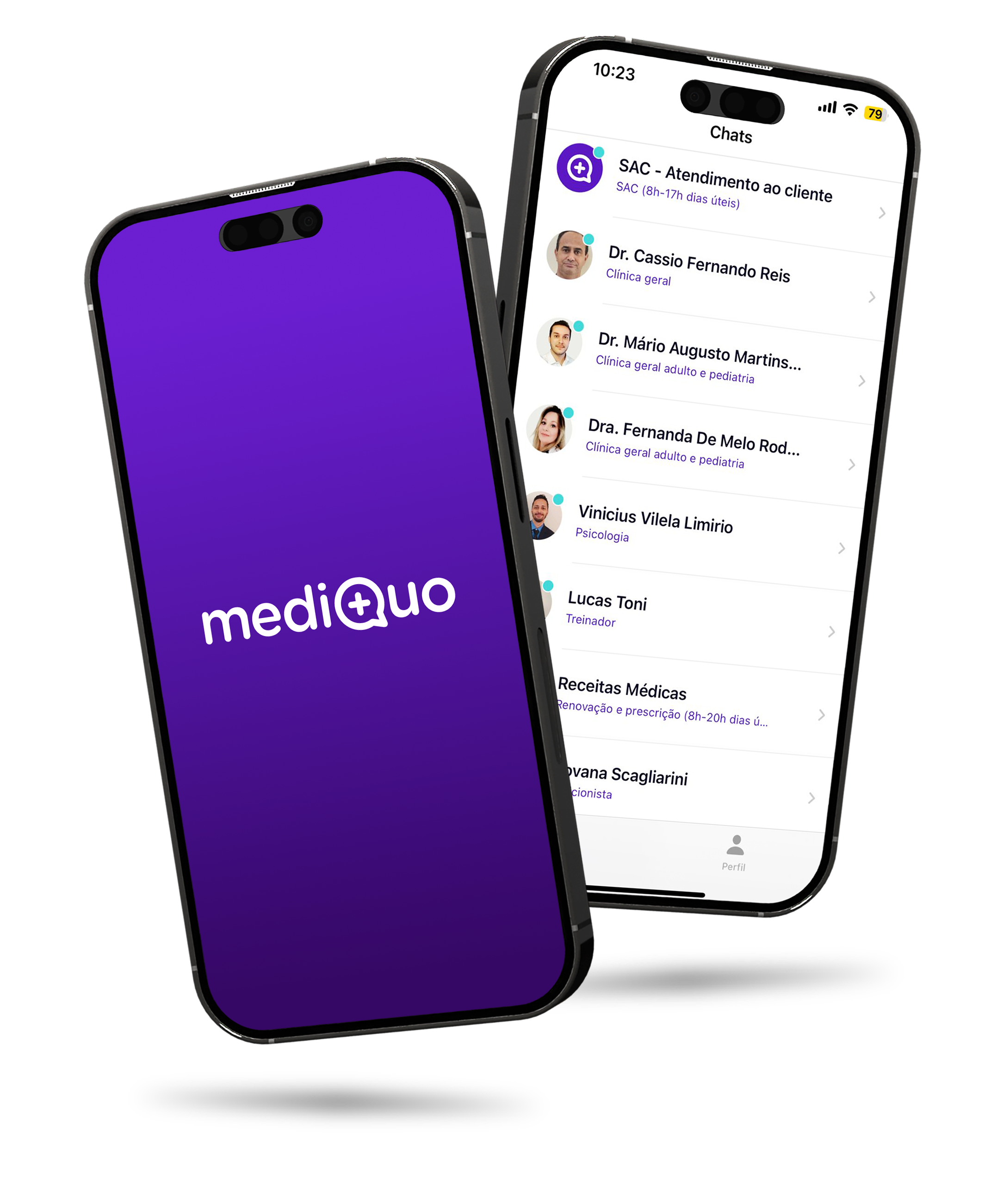 telefone mostrando o aplicativo de telessaúde mediquo