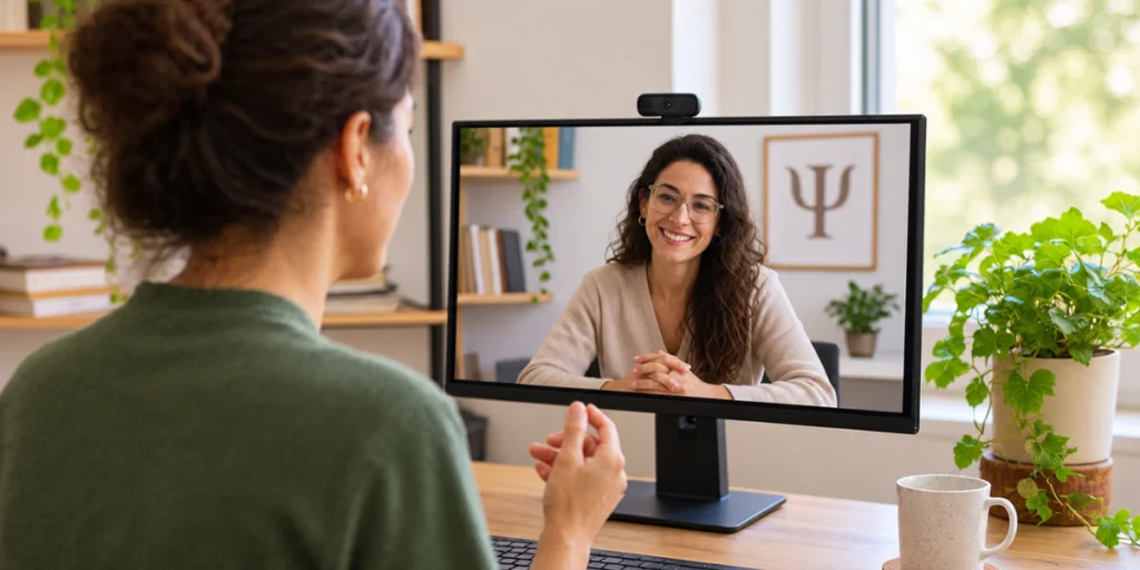 teleatendimento video chamada home office com planta